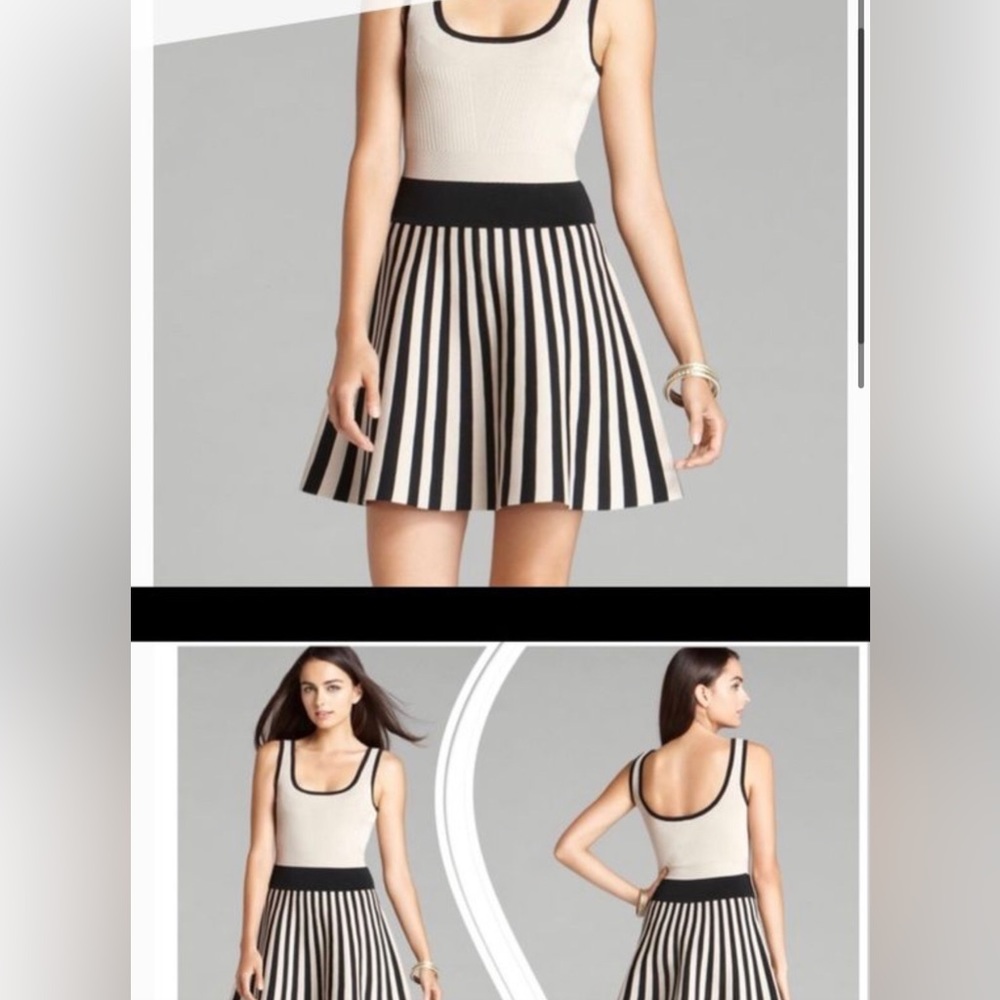 Fit black and beige mini sweater dress